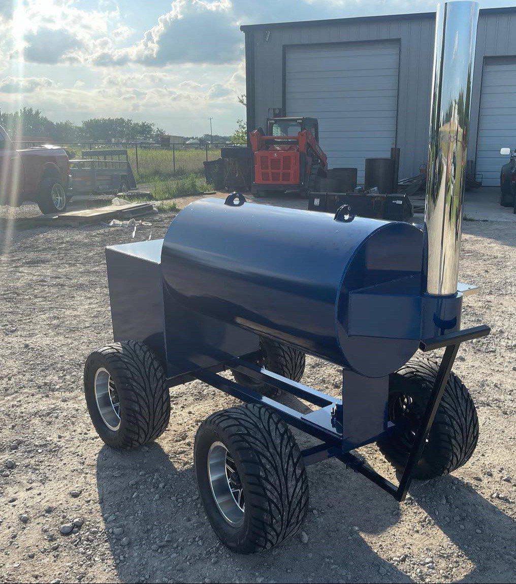 24×48 Blue Painted Heavy-Duty Steel Charcoal Smoker