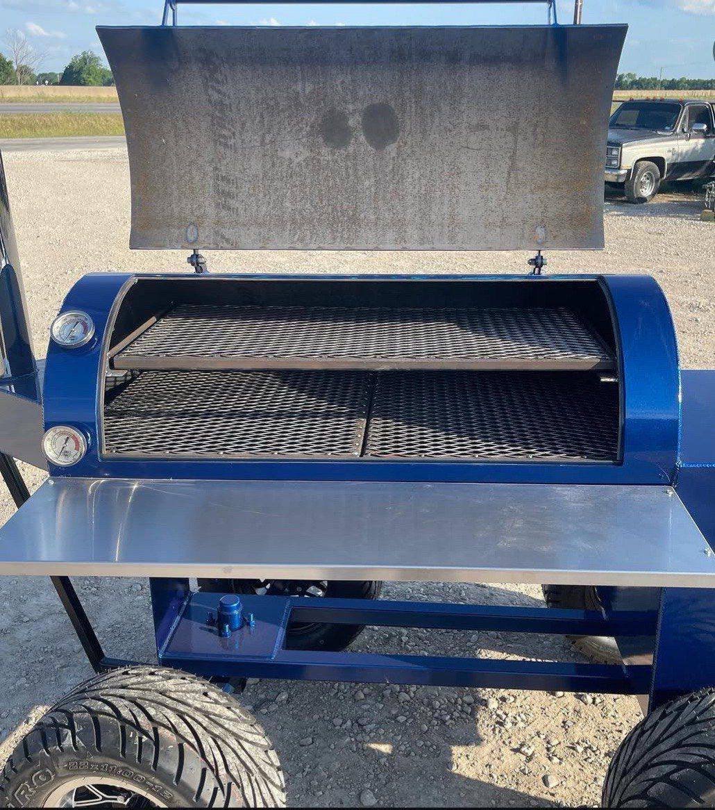 24x48 Blue Painted Heavy-Duty Steel Charcoal Smoker - Image 2