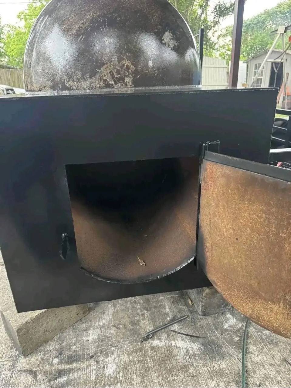 250-Gallon Offset Smoker With Integrated Santa Maria Grill