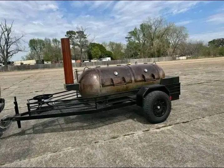 250 Gallon Trailer Smoker With Santa Maria Grill