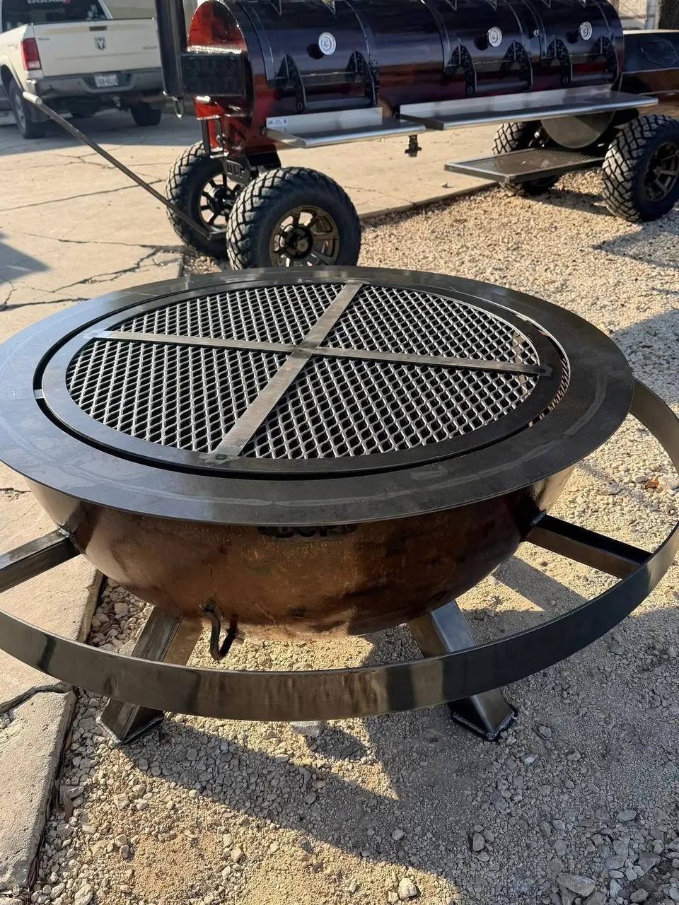 41-Inch Sherman Round Steel Fire Pit with Grill and Snuffer