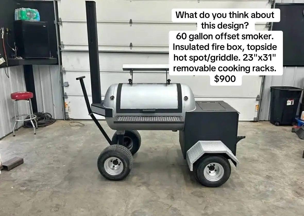 60 Gallon Offset Smoker on Cart