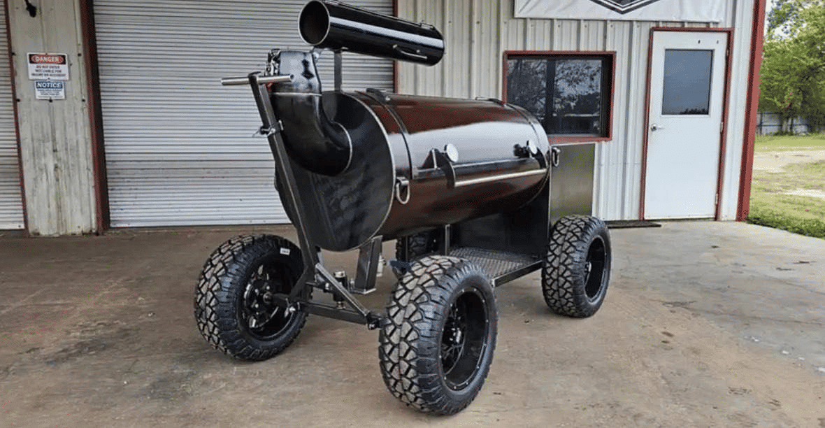 Custom 26 x 60 Inch Offset Smoker on Wagon Cart
