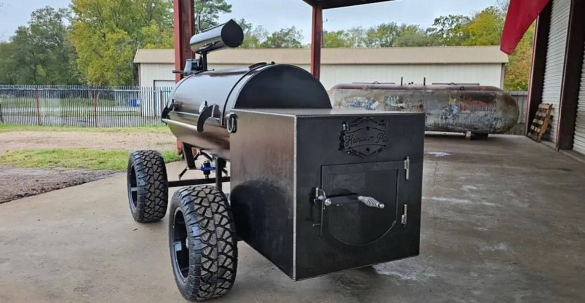 Custom 26 x 60 Inch Offset Smoker on Wagon Cart - Image 2