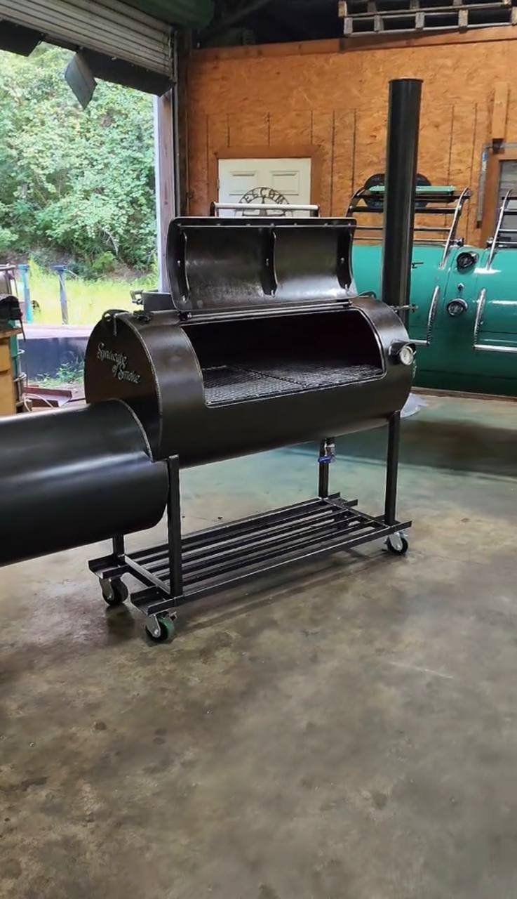 Offset Smoker on Casters with Heavy Duty Steel Construction