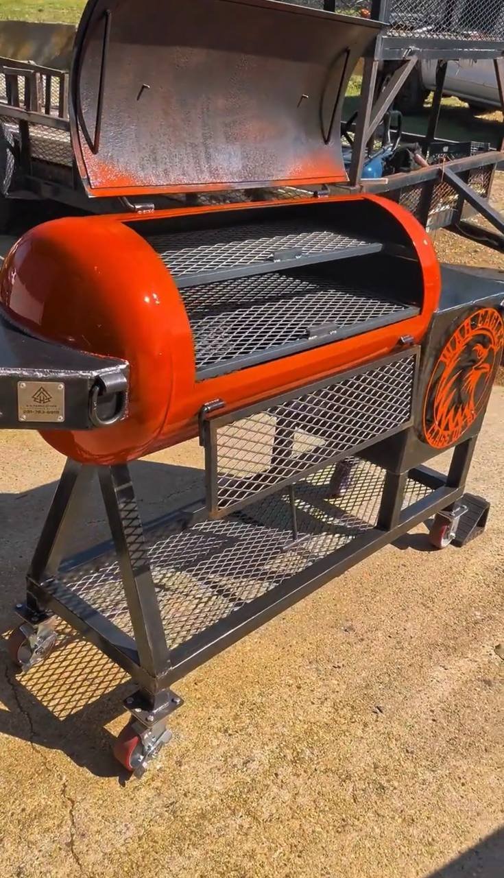 War Eagle Orange Offset Smoker | Heavy-Duty Steel Charcoal Grill