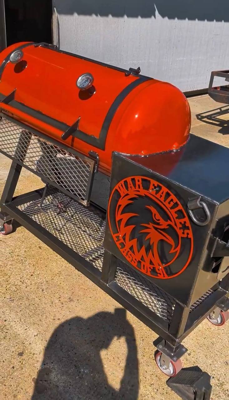 War Eagle Orange Offset Smoker | Heavy-Duty Steel Charcoal Grill - Image 4